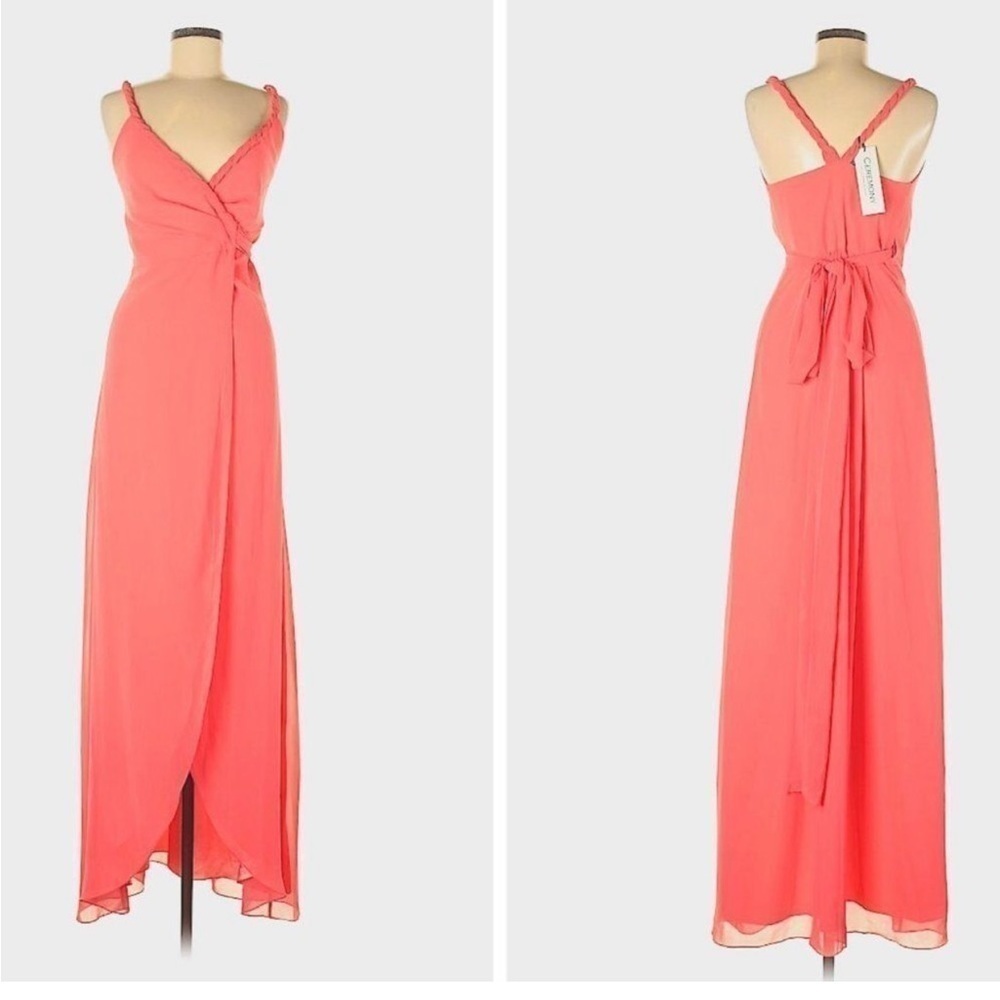 Ceremony by Joanna August / NWT parker Long Bridesmaid Dress summertime coral XS